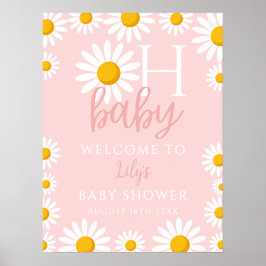 Oh Baby Daisy Roze Baby shower Welkomstbord Poster