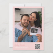 Oh Baby Daisy Roze Babyfeest QR-code Foto Kaart (Achterkant)