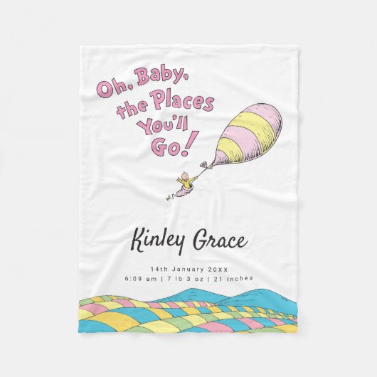 Oh, Baby, de plaatsen waar je gaat! Birth Stats Fl Fleece Deken (Voorkant)