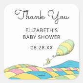 Oh, Baby, de plaatsen waar je gaat! Shower Bedankt Vierkante Sticker (Voorkant)