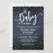 Oh Baby Denim Diamonds Classy Boy Baby shower Kaart (Voorkant)
