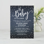 Oh Baby Denim Diamonds Classy Boy Baby shower Kaart (Staand voorkant)