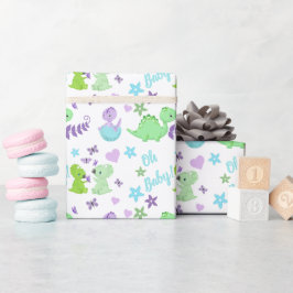 Oh Baby Dinosaur Baby shower Cadeaupapier