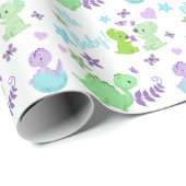 Oh Baby Dinosaur Baby shower Cadeaupapier (Rol Hoek)