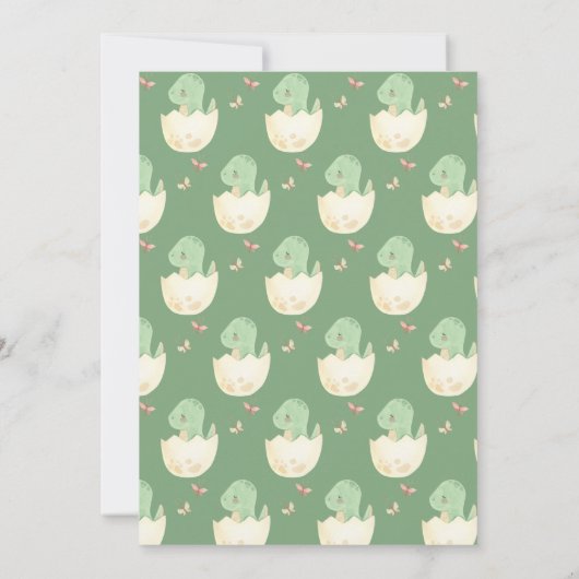 Oh Baby Dinosaurus Meisje Groene Waterverf Douche Kaart (Achterkant)