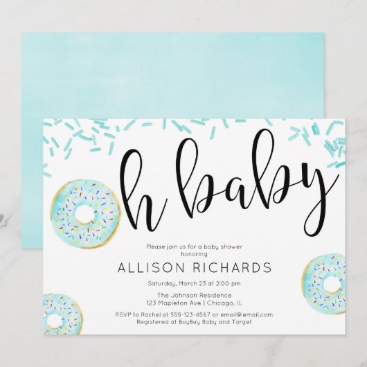 Oh baby Donut baby shower jongen Kaart (Voorkant / Achterkant)