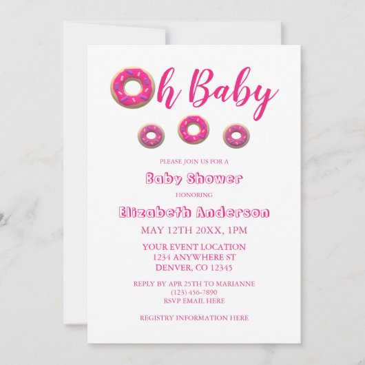Oh Baby Donut Baby shower Kaart (Voorkant)