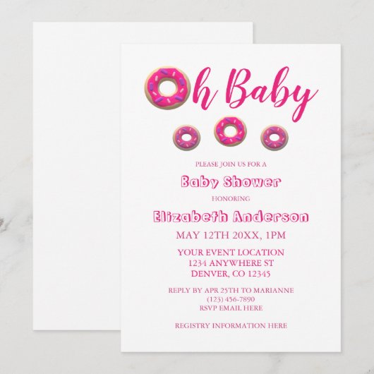 Oh Baby Donut Baby shower Kaart (Voorkant / Achterkant)