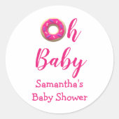 Oh Baby Donut Baby shower Ronde Sticker (Voorkant)