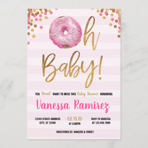 Oh Baby Donut Girl baby shower Sprinkle Uitnodigin Kaart
