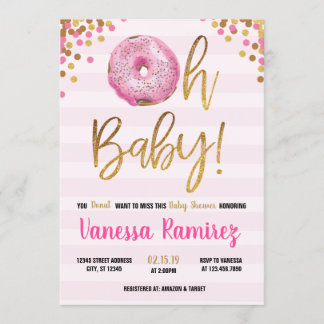 Oh Baby Donut Girl baby shower Sprinkle Uitnodigin Kaart