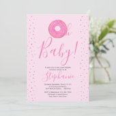 Oh Baby Donut Pink Girl's Baby shower Uitnodiging (Staand voorkant)
