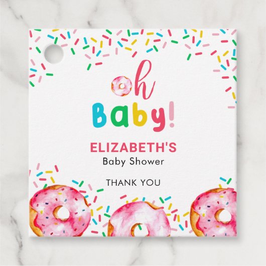 Oh Baby Donut Shower Colorful Cute Rainbow Bedankjes Labels (Voorkant)
