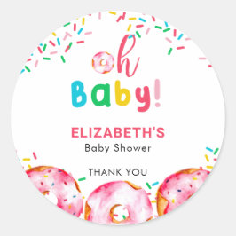 Oh Baby Donut Shower Colorful Cute Rainbow Ronde Sticker