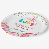 Oh Baby Donut Shower Cute Rainbow Sprinkles Papieren Bordje (Gekanteld)