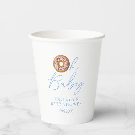 Oh Baby Donut Sprinkle Boys Baby shower Papieren Bekers (Voorkant)