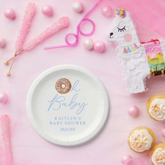 Oh Baby Donut Sprinkle Boys Baby shower Papieren Bordje (Feest)