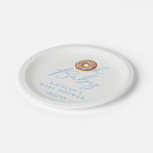 Oh Baby Donut Sprinkle Boys Baby shower Papieren Bordje (Gekanteld)