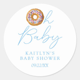 Oh Baby Donut Sprinkle Boys Baby shower Ronde Sticker