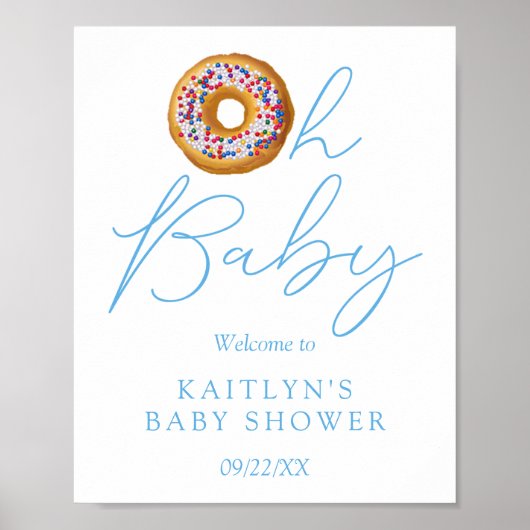 Oh Baby Donut Sprinkle Boys Baby shower Welkom Poster (Voorkant)