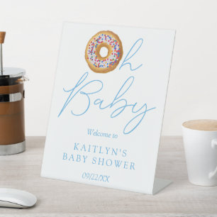 Oh Baby Donut Sprinkle Boys Baby shower Welkom Reclamebord Met Voetstuk