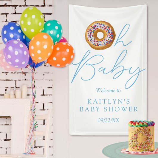 Oh Baby Donut Sprinkle Boys Baby shower Welkom Spandoek