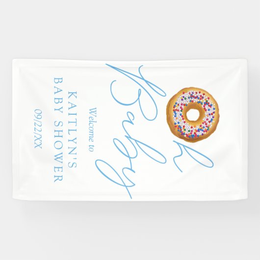 Oh Baby Donut Sprinkle Boys Baby shower Welkom Spandoek (Horizontaal)