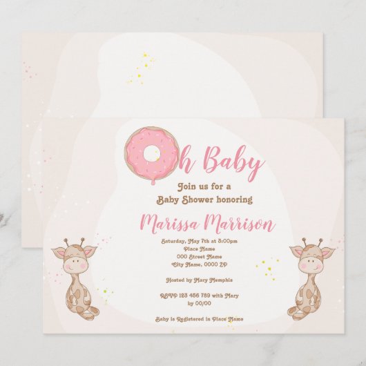 Oh Baby Donut Sprinkle Girl Baby shower Kaart (Voorkant / Achterkant)