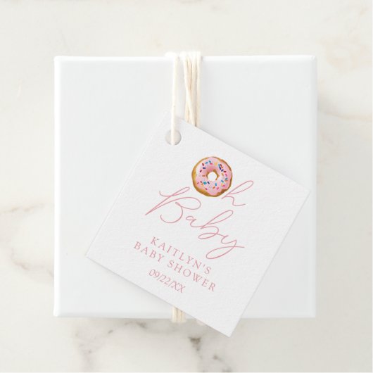 Oh Baby Donut Sprinkle Girls Baby shower Bedankjes Labels (In situ)