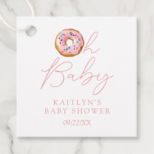 Oh Baby Donut Sprinkle Girls Baby shower Bedankjes Labels (Voorkant)