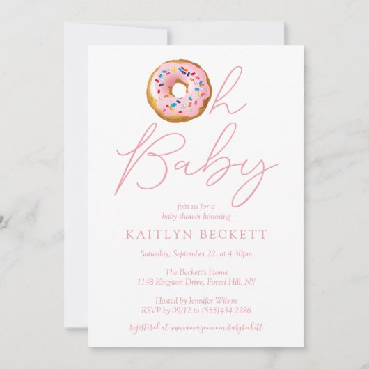 Oh Baby Donut Sprinkle Girls Baby shower Kaart (Voorkant)