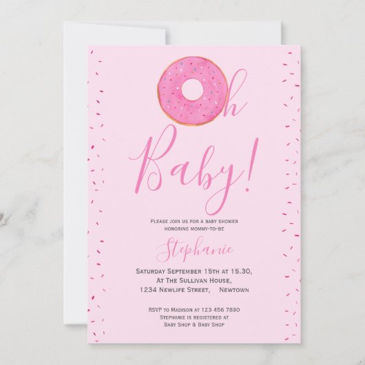 Oh Baby Donut Sprinkle Girl's Baby shower Kaart (Voorkant)