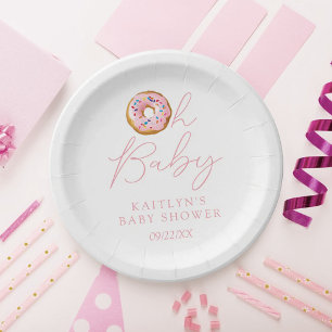 Oh Baby Donut Sprinkle Girls Baby shower Papieren Bordje