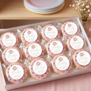 Oh Baby Donut Sprinkle Girls Baby Shower Ronde Sticker