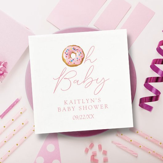 Oh Baby Donut Sprinkle Girls Baby shower Servet