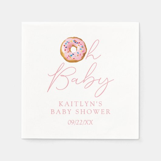 Oh Baby Donut Sprinkle Girls Baby shower Servet (Voorkant)