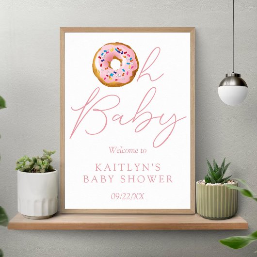 Oh Baby Donut Sprinkle Girls Baby shower Welkom Poster