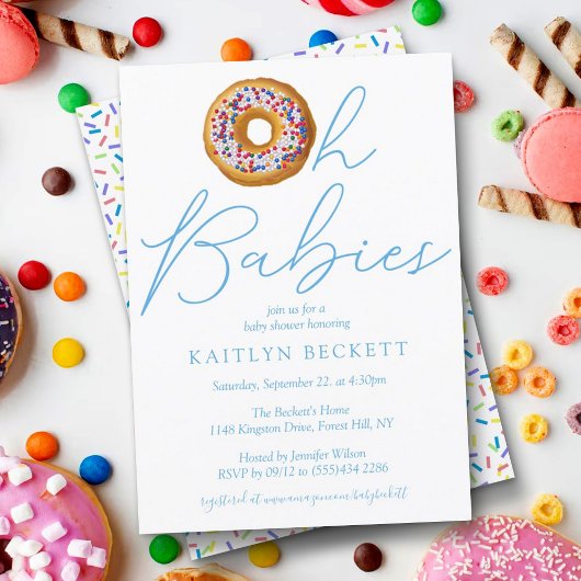 Oh Baby Donut Sprinkle Twin Boys Baby shower Kaart