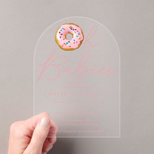 Oh Baby Donut Sprinkle Twin Girls Baby shower Acryl Uitnodigingen (Insitu (Draagbaar))