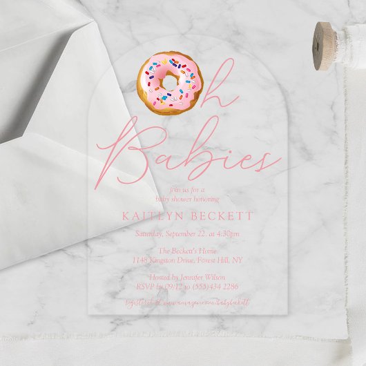 Oh Baby Donut Sprinkle Twin Girls Baby shower Acryl Uitnodigingen