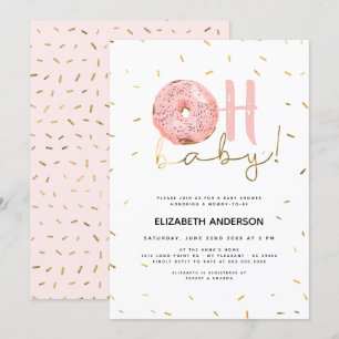 Oh Baby Donut & Sprinkles Gold Girl Baby shower Kaart