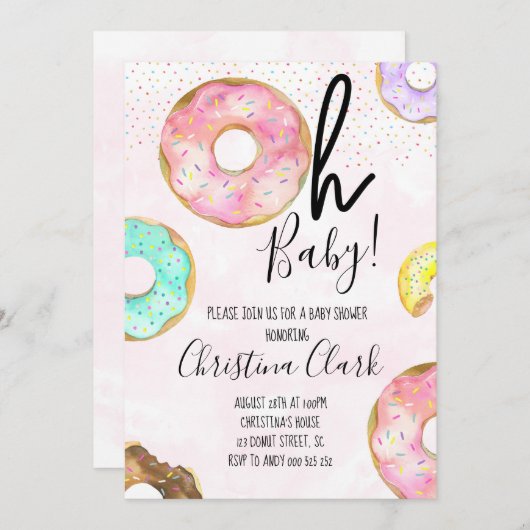 Oh Baby Donut Theme Baby shower Kaart (Voorkant / Achterkant)