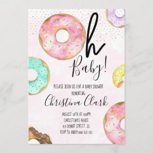 Oh Baby Donut Theme Baby shower Kaart