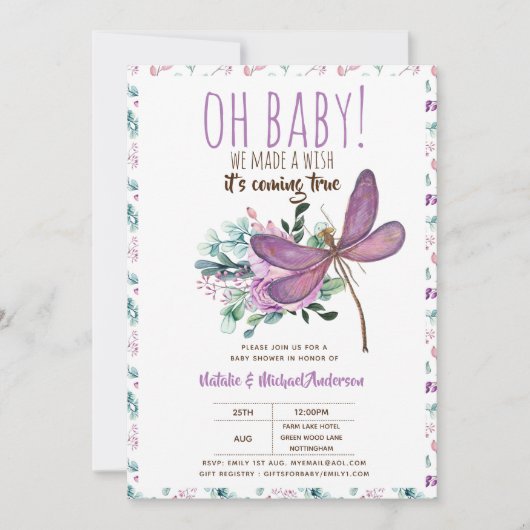 Oh Baby DRAGONFLY maak een mooi Baby shower Kaart (Voorkant)