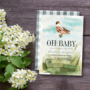 Oh Baby Duck/Mallard Waterverf Boy Baby shower Kaart