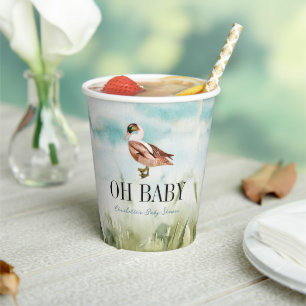 Oh Baby Duck/Mallard Waterverf Boy Baby shower Papieren Bekers