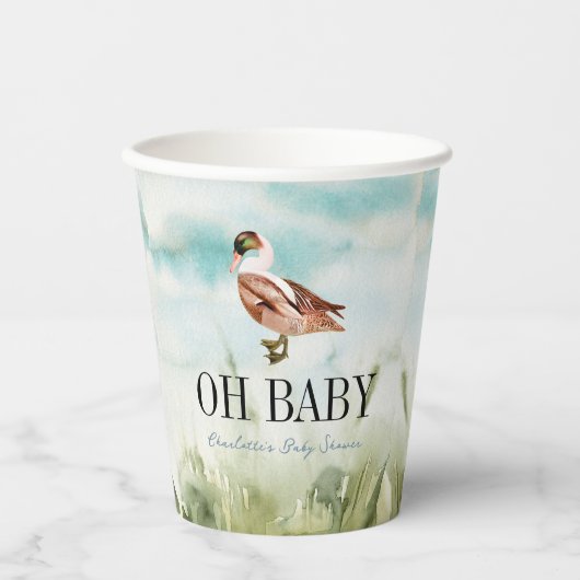 Oh Baby Duck/Mallard Waterverf Boy Baby shower Papieren Bekers (Voorkant)
