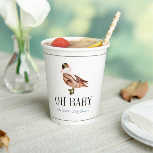 Oh Baby Duck/Mallard Waterverf Boy Baby shower Papieren Bekers