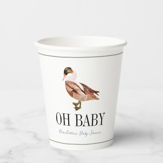 Oh Baby Duck/Mallard Waterverf Boy Baby shower Papieren Bekers (Voorkant)
