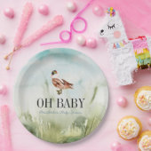 Oh Baby Duck/Mallard Waterverf Boy Baby shower Papieren Bordje (Feest)